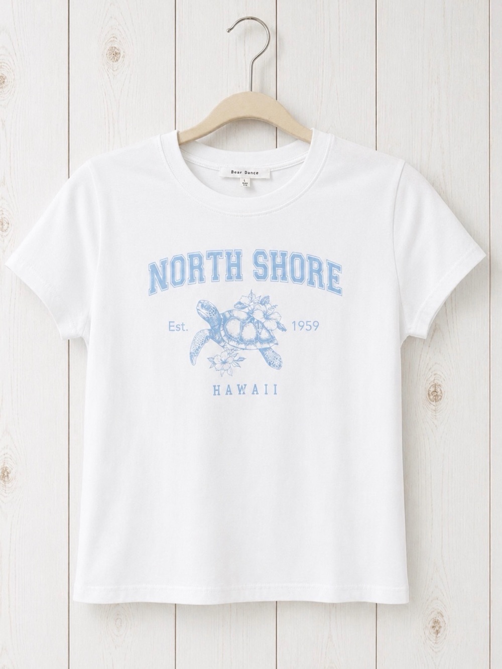 Bear Dance North Shore Hawaii Baby Tee Coastal Surf Nautical ~ Large ~ NWOT - Picture 2 of 8
